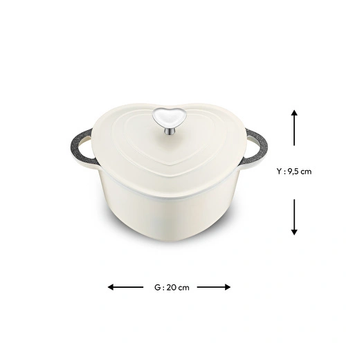 Emsan Kalp Döküm Tencere 20 cm Krem Emsan Kalp Döküm Tencere 20 cm Krem