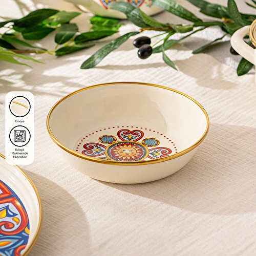 Emsan Solemar Emaye Çukur Tabak 18 cm