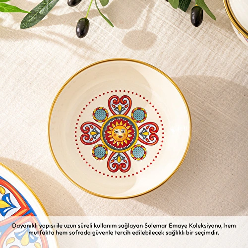 Emsan Solemar Emaye Çukur Tabak 18 cm