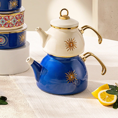 Emsan Solemar Emaye Midi Çaydanlık Takımı 1.1 lt - 2.3 lt