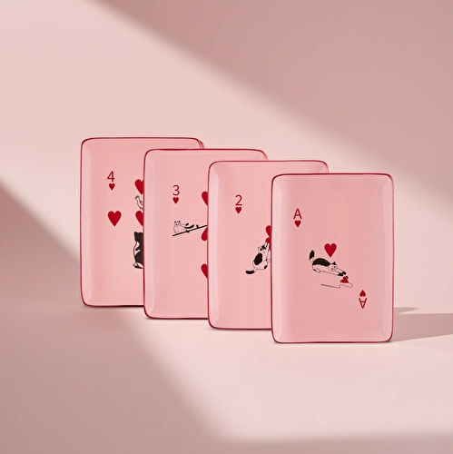 Karaca Kupa Kedisi 4 Kişilik Porselen Pasta Takımı Pembe