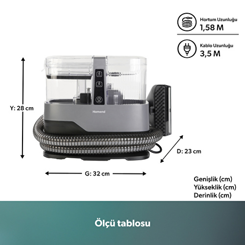 Homend Stain Taşınabilir Halı, Koltuk Yıkama ve Leke Çıkarma Makinesi