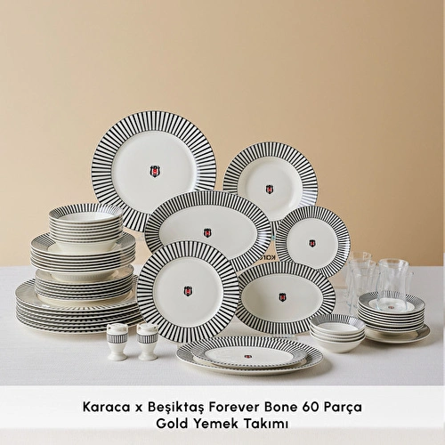 Karaca x Beşiktaş Lisanslı Forever Bone 60 Parça 8 Kişilik Yemek Takımı Platin Karaca x Beşiktaş Lisanslı Forever Bone 60 Parça 8 Kişilik Yemek Takımı Platin