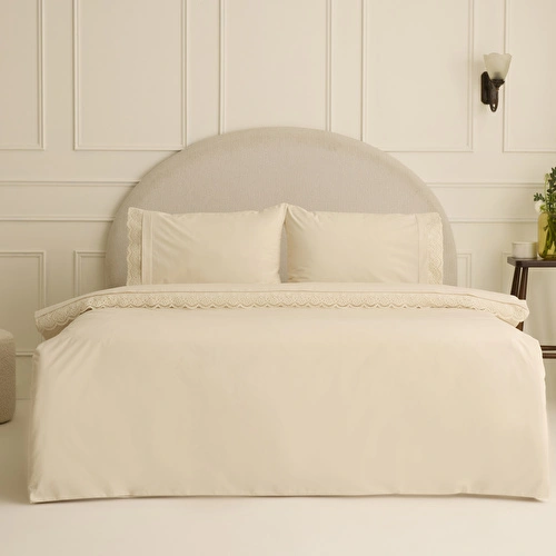 Karaca Home Velisse Dantelli Çift Kişilik Nevresim Takımı Bej