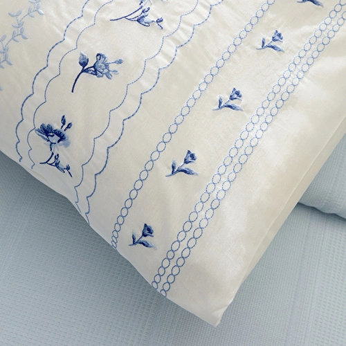 Karaca Home Blossy %100 Pamuk Nish Set Çift Kişilik Pike Takımı Mavi