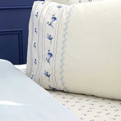 Karaca Home Blossy %100 Pamuk Nish Set Çift Kişilik Pike Takımı Mavi
