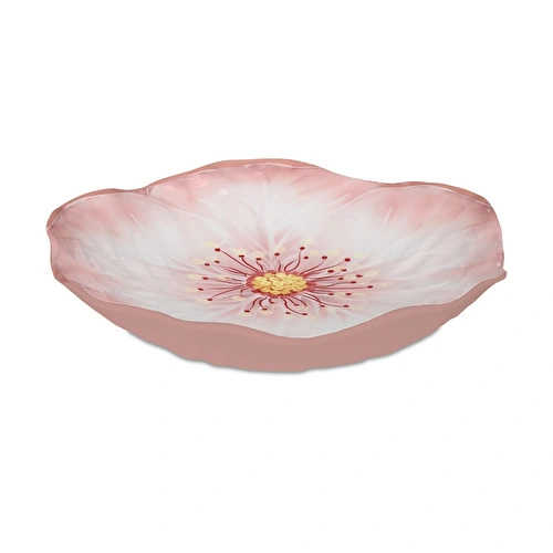 Baci Milano Botanica Çiçek Desenli Melamin Pembe Salata Kasesi 34 cm