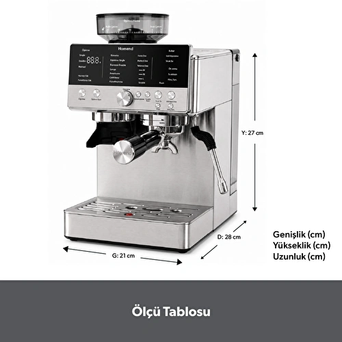 Homend Latteprimo 5017H Çekirdek Öğütücülü Espresso Makinesi