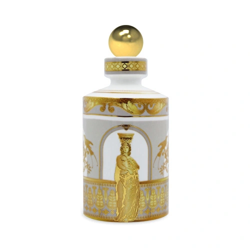 Baci Milano Minerva Midi Altın Kapaklı Vizon Rengi Porselen Şişe ve Difüzör Ø 7 cm, H 15,5 cm