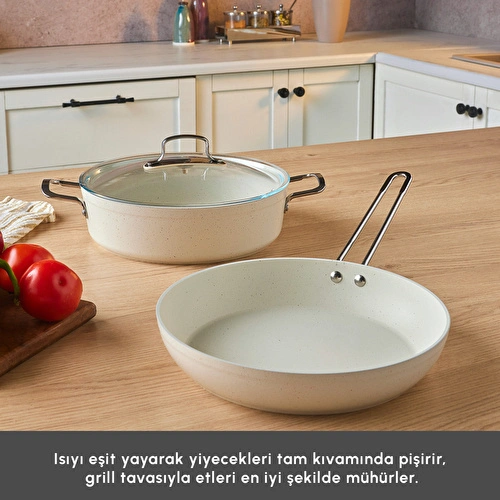 Emsan Biogranit White Stone 3 Parça Tencere Seti Emsan Biogranit White Stone 3 Parça Tencere Seti