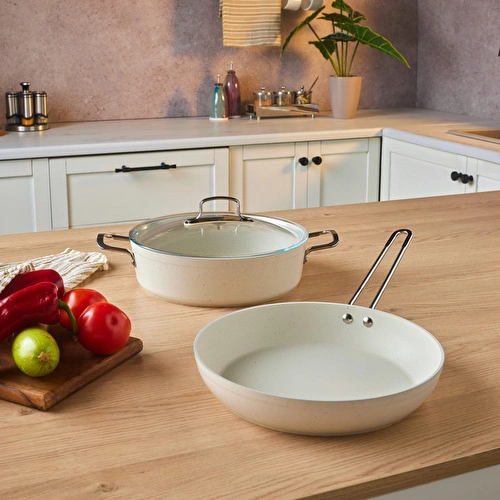 Emsan Biogranit White Stone 3 Parça Tencere Seti