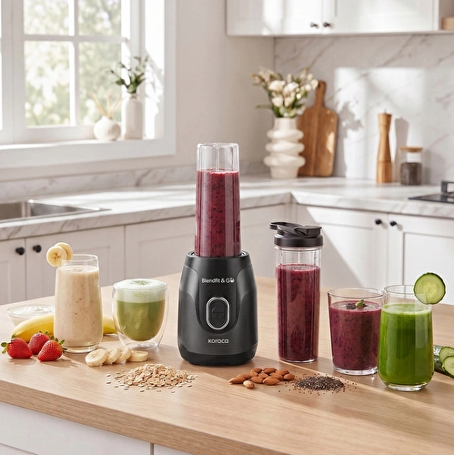 Karaca Blendfit Go Personal Kişisel Smoothie Blender Çift Hazne Siyah 600ml & 400ml