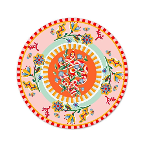 Baci Milano Dolce Far Niente Çiçek Desenli Pembe Emaye Supla Ø 33 cm