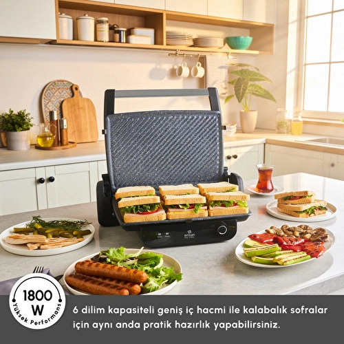 Emsan Inox Feel Steel 6 Dilim Kapasiteli Izgara ve Tost Makinesi 1800W Emsan Inox Feel Steel 6 Dilim Kapasiteli Izgara ve Tost Makinesi 1800W
