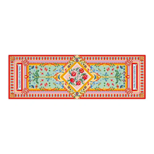 Baci Milano Dolce Far Niente Nar Desenli Renkli Pamuklu ve Polyester Runner 48 x 150 cm