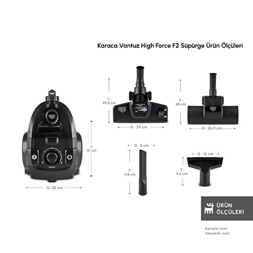 Karaca Vantuz ForceX Elektrikli Süpürge Black