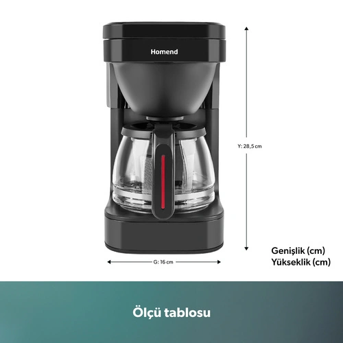 Homend Take 5 Brew 5019H Filtre Kahve ve Çay Demleme Makinesi Siyah