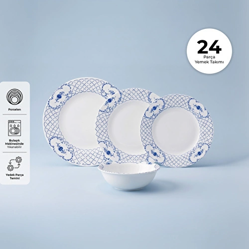 Emsan Gül Porselen 24 Parça 6 Kişilik Yemek Takımı