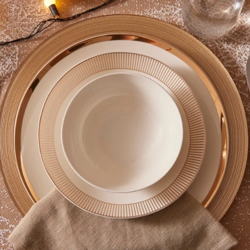 Karaca Forever Bone Gold Line 24 Parça 6 Kişilik Yemek Takımı