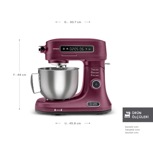 Karaca Pro Artisan Tartılı Dijital Ekran Zaman Ayarlı Döküm Hamur Yoğurma Makinesi Royal Berry 1600W 5L 