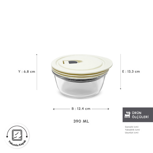 Karaca Cream Vakumlu Saklama Kabı 0.39 Lt