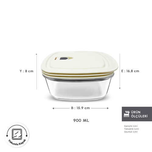 Karaca Cream Vakumlu Saklama Kabı 0.9 Lt