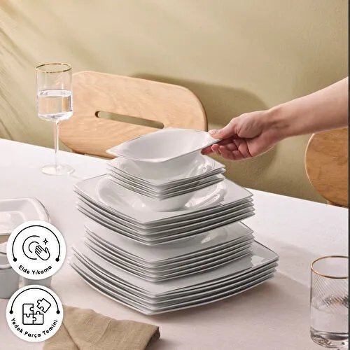 Karaca Fine Pearl Agate 58 Parça 12 Kişilik Yemek Takımı Platin