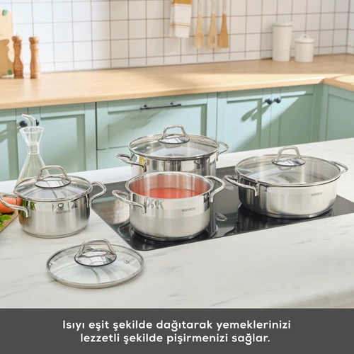Karaca Belen İndüksiyon Tabanlı 8 Parça Çelik Tencere Seti