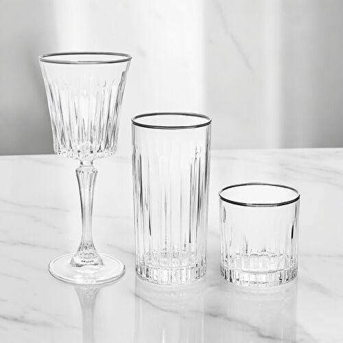 RCR Timeless 6'lı Platin Rimli Meşrubat Bardağı Seti 440 ml
