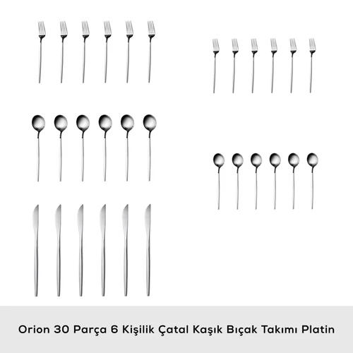 Karaca Orion Platin 6 Kişilik 30 Parça Çatal Kaşık Bıçak Takımı