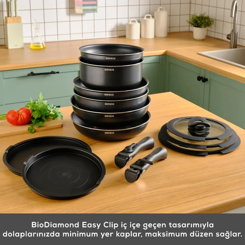 Karaca Biodiamond Easy Clip 13 Parça İndüksiyon Tabanlı Tencere Seti