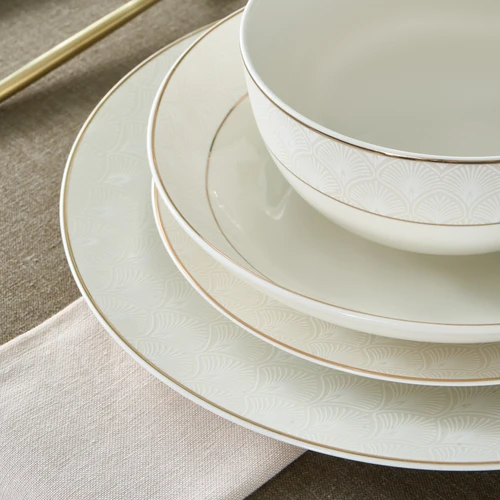 Karaca Elegance Bone Mandarin 53 Parça 12 Kişilik Yemek Takımı Gold