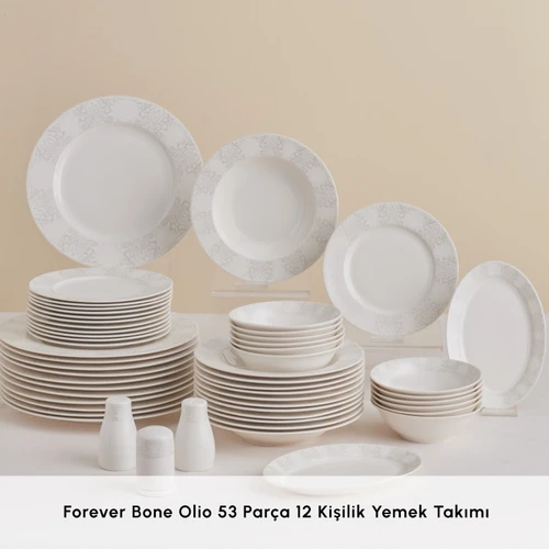 Karaca Forever Bone Olio 53 Parça 12 Kişilik Yemek Takımı