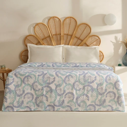 Karaca Home Almyra %100 Pamuk Çift Kişilik Tek Pike Mavi  