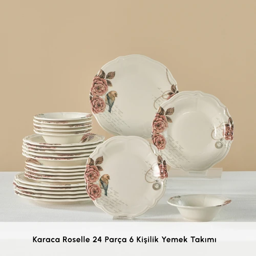 Karaca Roselle 24 Parça 6 Kişilik Yemek Takımı