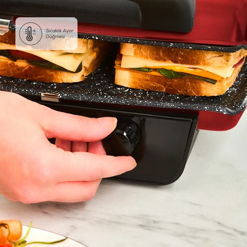 Karaca Crust Grill Toast Izgara ve Tost Makinesi 6 Dilim Kırmızı