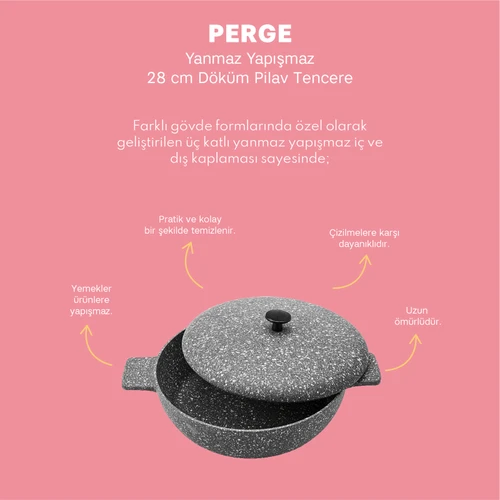 Emsan Perge Döküm Pilav Tencere 28 cm