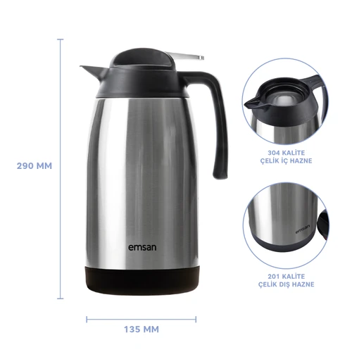 Emsan New Vega Çelik Termos Inox 2,1 L