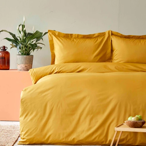 Karaca Home Back To Basic Açık Hardal  %100 Pamuk Tek Kişilik Nevresim Takımı