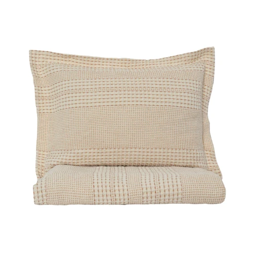 Karaca Home Naturel Line İndigo Bej Stonewash Çift Kişilik Yatak Örtüsü