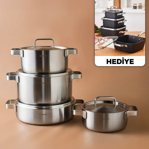 Karaca Powersteel 316+ 3Ply Onyx İndüksiyon Tabanlı Çelik 8 Parça Tencere Seti