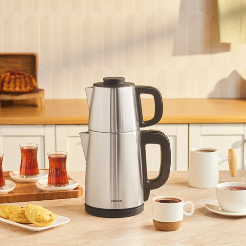 Karaca Tea Break 2 in 1 Su Isıtıcı Çelik Çay Makinesi Inox Siyah