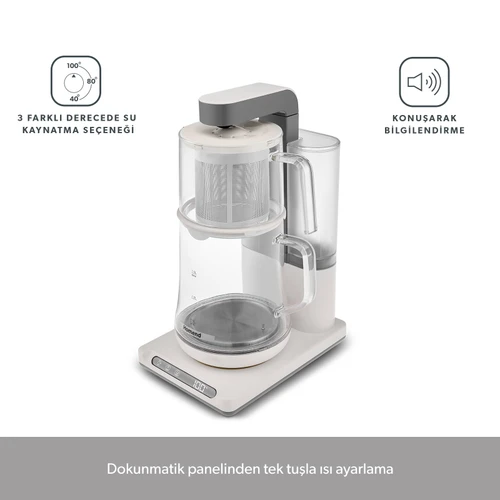 Homend Smart Royaltea Plus 2 in 1 Otomatik Çay ve Türk Kahve Makinesi Krem