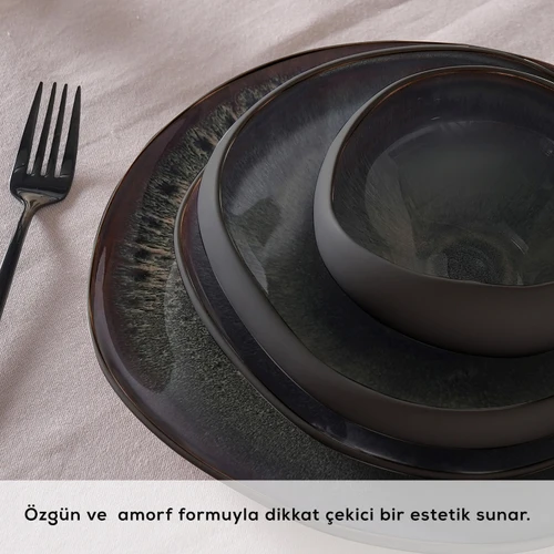 Karaca Earth Collection Galactic 55 Parça 12 Kişilik Yemek Takımı Siyah