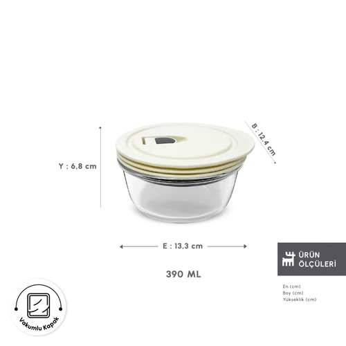Karaca Cream Vakumlu Saklama Kabı 0.39 Lt