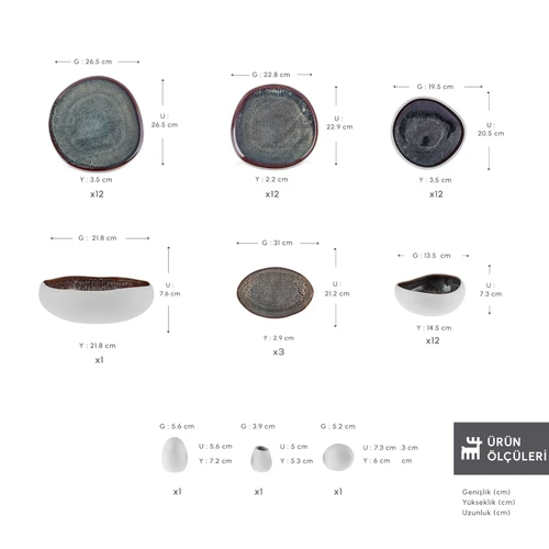 Karaca Earth Collection Galactic 55 Parça 12 Kişilik Yemek Takımı Beyaz