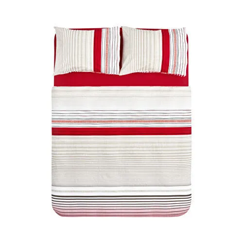 Nautica Home Olympus Stripe Çift Kişilik Nevresim Takımı Red