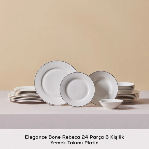 Karaca Elegance Bone Rebeca 24 Parça 6 Kişilik Yemek Takımı Platin