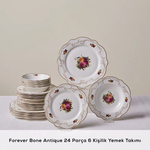 Karaca Forever Bone Antique 24 Parça 6 Kişilik Yemek Takımı