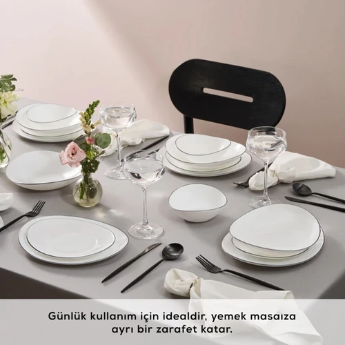 Karaca Pure 24 Parça 6 Kişilik Yemek Takımı Siyah